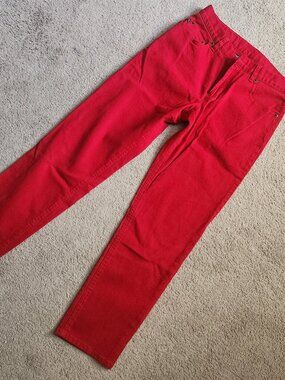 Lauren Jeans Co Red Straight Leg High Rise Jeans Ralph Lauren Petite 6P Cotton